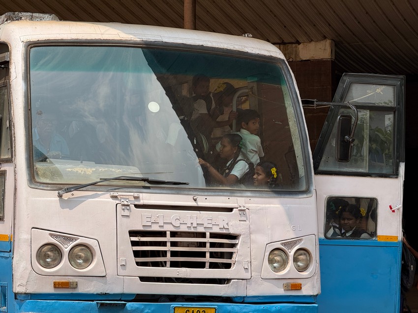 Transportation facility to school going childrens in mining affected areas by K.T.C.L. (Govt.of Goa)