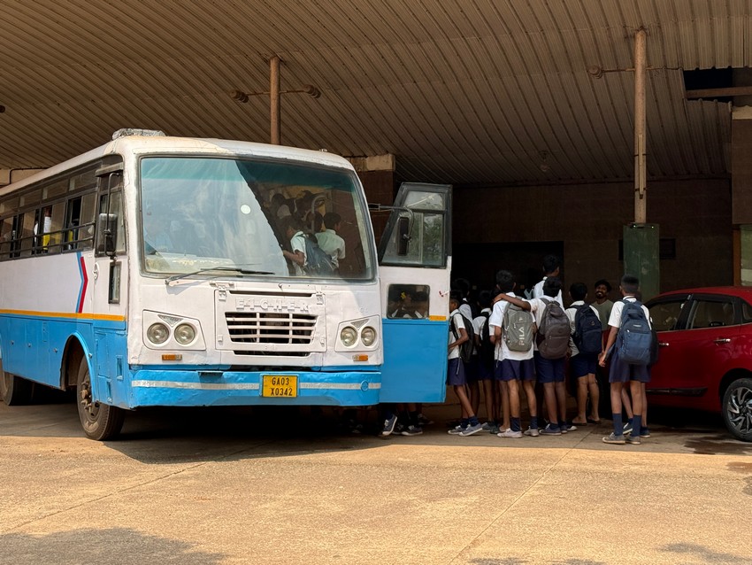 Transportation facility to school going childrens in mining affected areas by K.T.C.L. (Govt.of Goa)