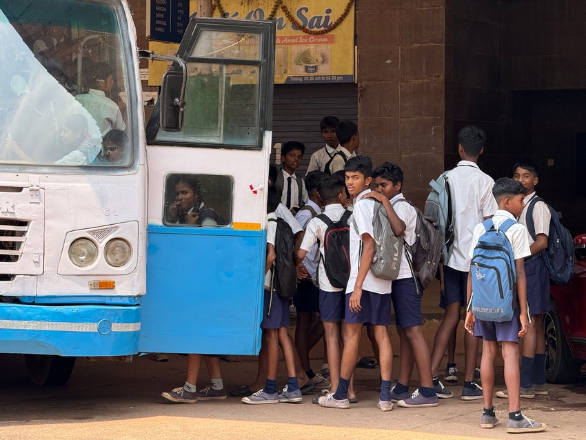 Transportation facility to school going childrens in mining affected areas by K.T.C.L. (Govt.of Goa)