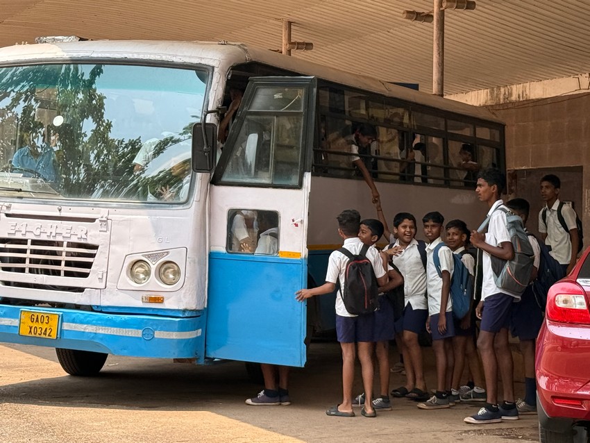 Transportation facility to school going childrens in mining affected areas by K.T.C.L. (Govt.of Goa)
