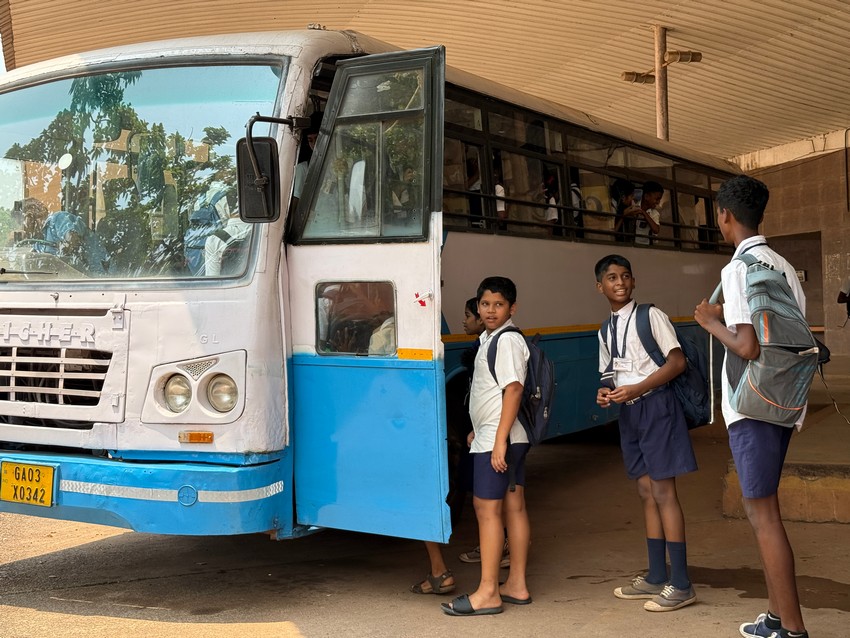 Transportation facility to school going childrens in mining affected areas by K.T.C.L. (Govt.of Goa)