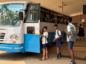 Transportation facility to school going childrens in mining affected areas by K.T.C.L. (Govt.of Goa)