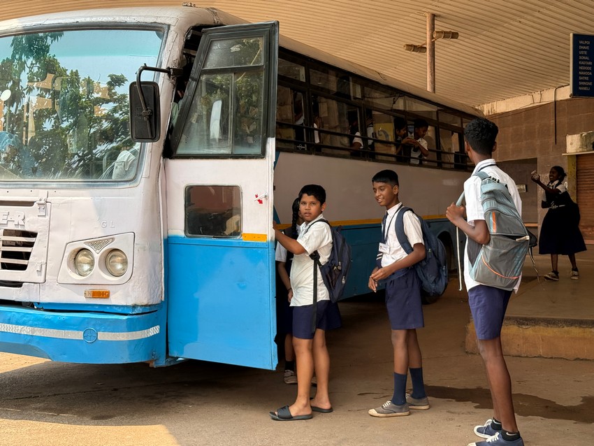Transportation facility to school going childrens in mining affected areas by K.T.C.L. (Govt.of Goa)