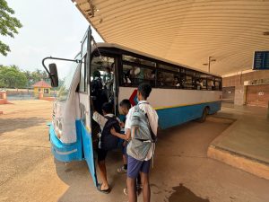 Transportation facility to school going childrens in mining affected areas by K.T.C.L. (Govt.of Goa)